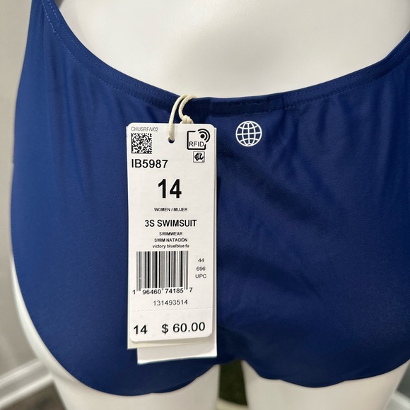 New Adidas 3-stripes swimsuit Women’s Navy Blue size 14 - Picture 4 of 7
